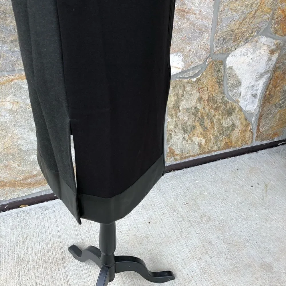 Charlie Paige Black Faux Leather Trim Vest Duster
